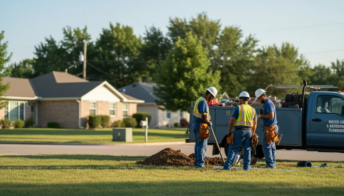 Residential water line and bathroom plumbing service in Falls City, TX